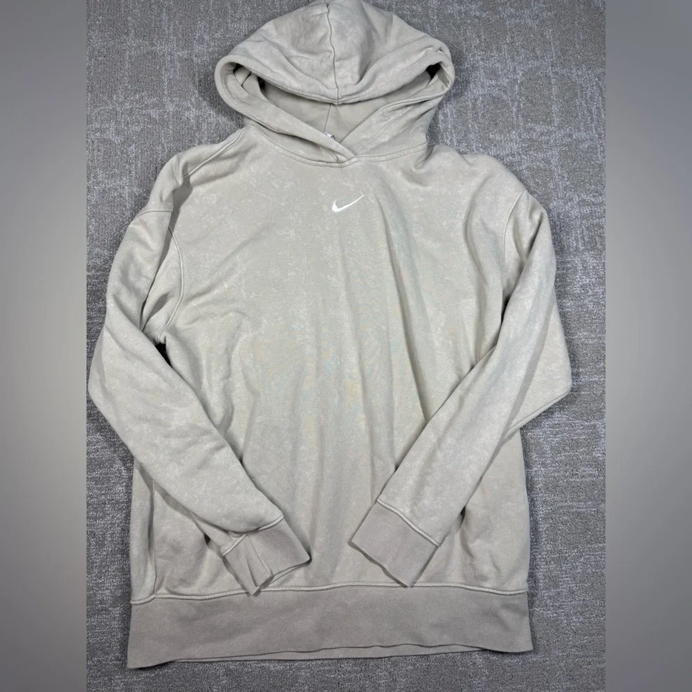 Nike Center Swoosh Long Sleeve Tan Washed Sweatshirt Mens Size Small